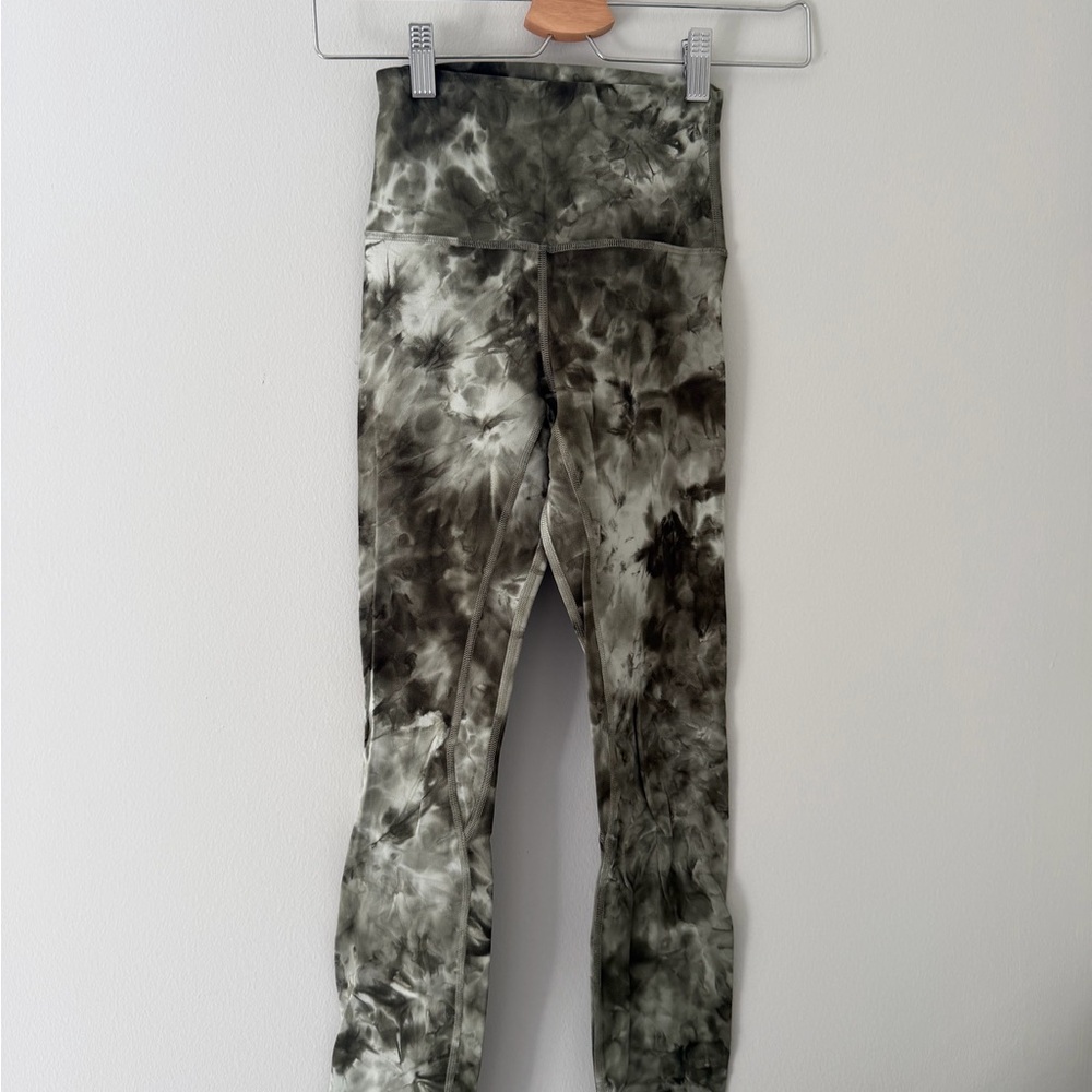 Lululemon Athletica Army green and Gray Tie-Dye Leggings